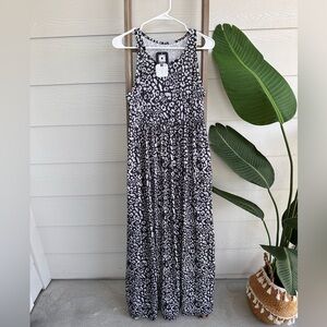 Charcoal and White Leopard Print Maxi Dress